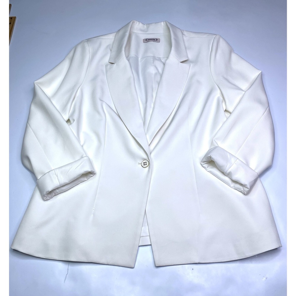 VTG Nanette Lepore Eyelet Jacket Women Size 8 White Blazer One Button